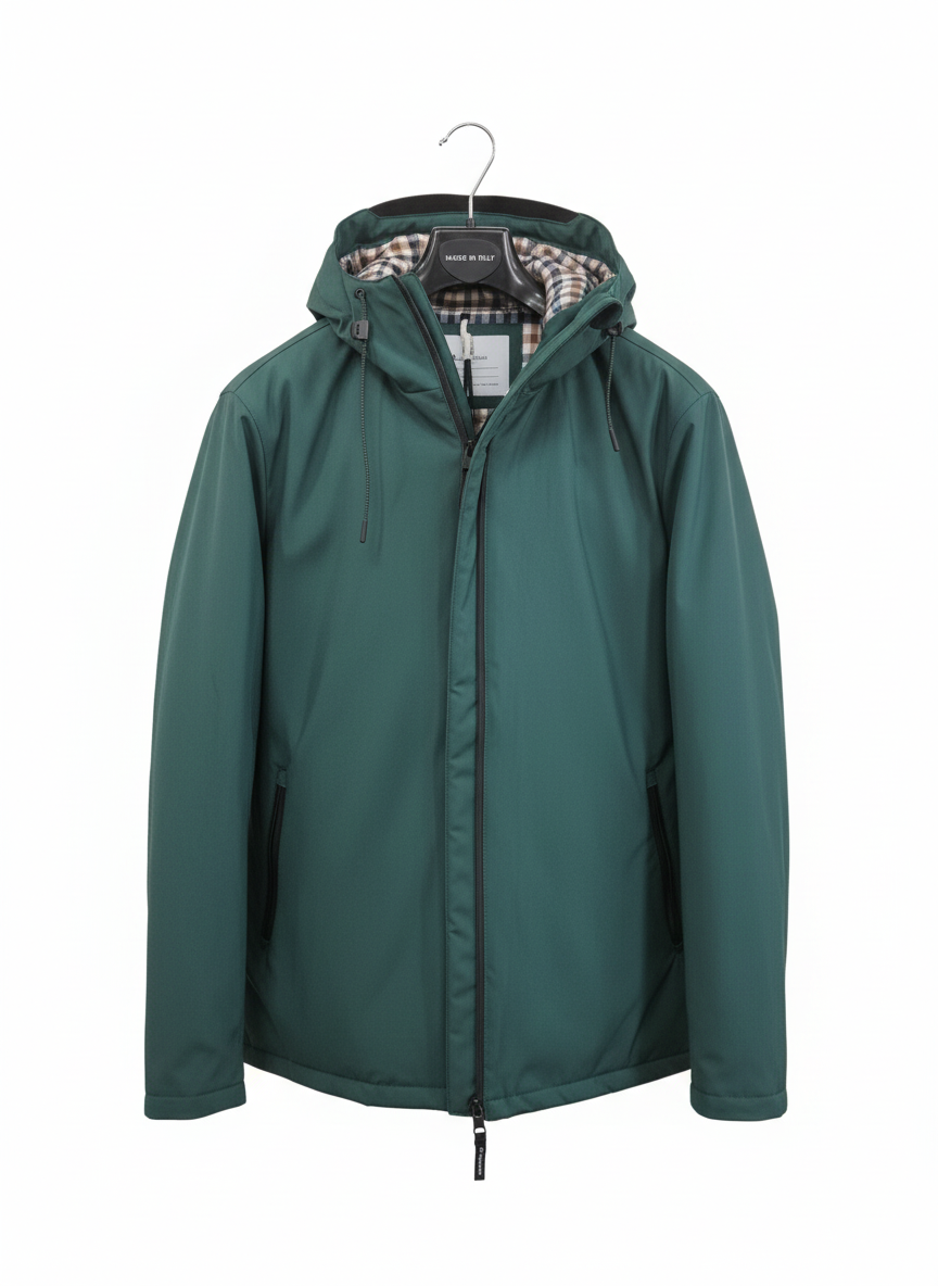 Giaccone Tecnico da Uomo con Cappuccio KP JK006 - Verde Inglese (Hunter Green) - Image 3