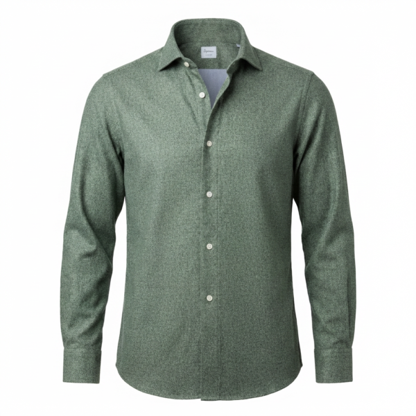 Camicia Spina di Pesce Verde - Eleganza Casual Raffinata