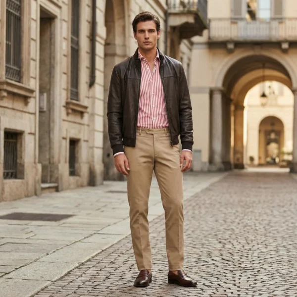 Camicia a Righe Orizzontali Raffinata Misto Cotone