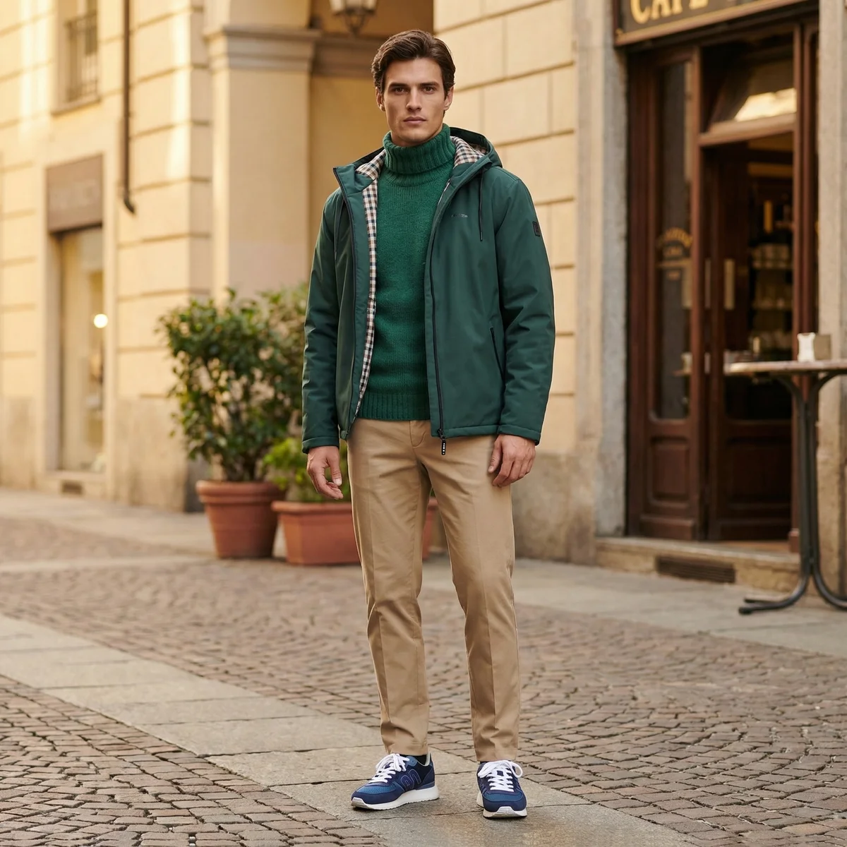 Giaccone Tecnico da Uomo con Cappuccio KP JK006 - Verde Inglese (Hunter Green)