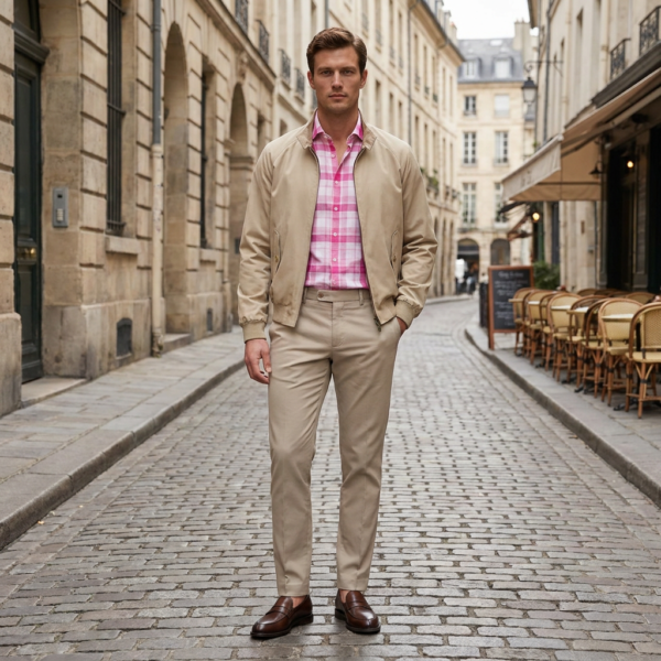 ADRIANNA Uomo WH04 Pink and White Checkered