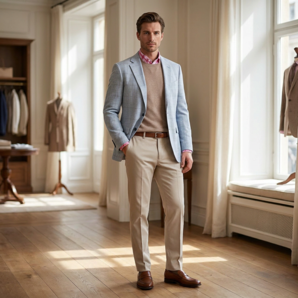 GIACCHE ELEG. SPORT. PELLE UOMOK PRINCIPE DI GALLES Light Blue